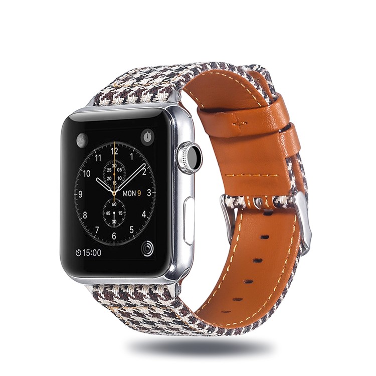 Genuine Leather and Cloth Watch Strap Band for Apple Watch Series 4 44mm, Series 3 / 2 / 1 42mm - 003-3