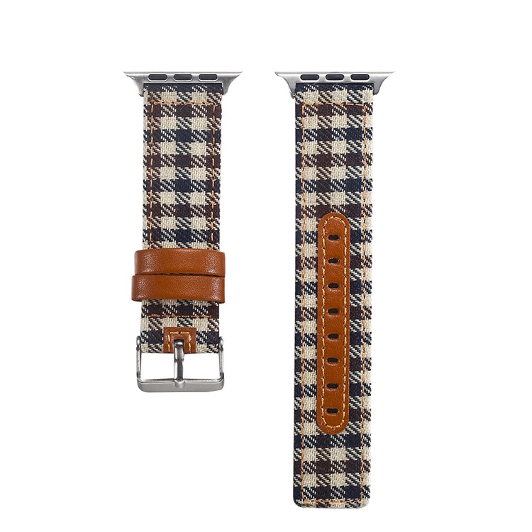 Genuine Leather and Cloth Smart Watch Strap for Apple Watch Series 4 44mm, Series 3 / 2 / 1 42mm - 005-1