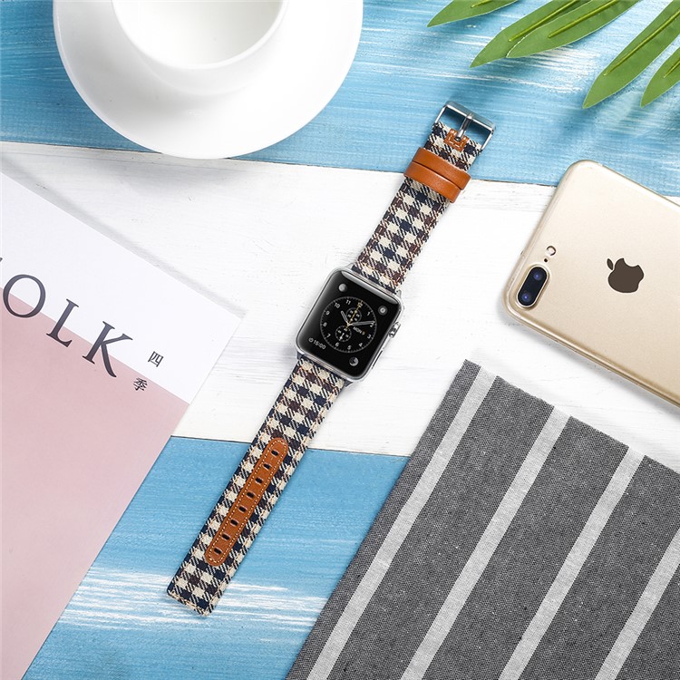 Genuine Leather and Cloth Smart Watch Strap for Apple Watch Series 4 44mm, Series 3 / 2 / 1 42mm - 005-4