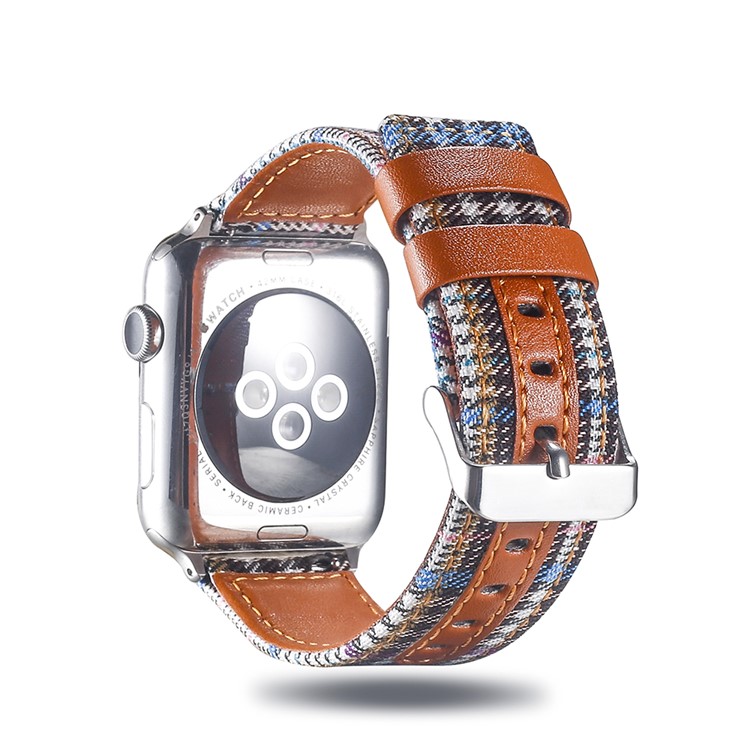 Genuine Leather and Cloth Smart Watch Wrist Band for Apple Watch Series 4 44mm, Series 3 / 2 / 1 42mm - 019-2