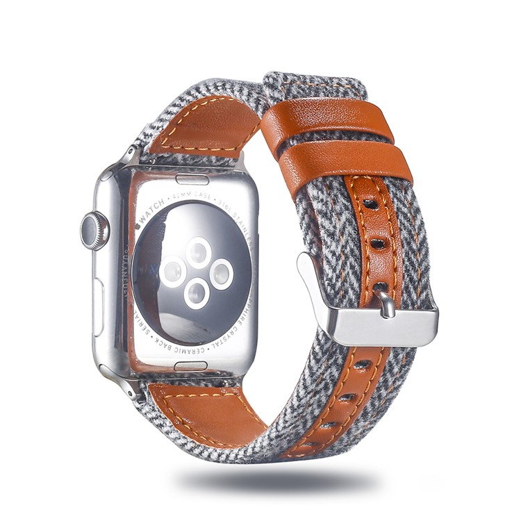 Genuine Leather and Cloth Smart Watch Wrist Strap for Apple Watch Series 4 44mm, Series 3 / 2 / 1 42mm - 016-2