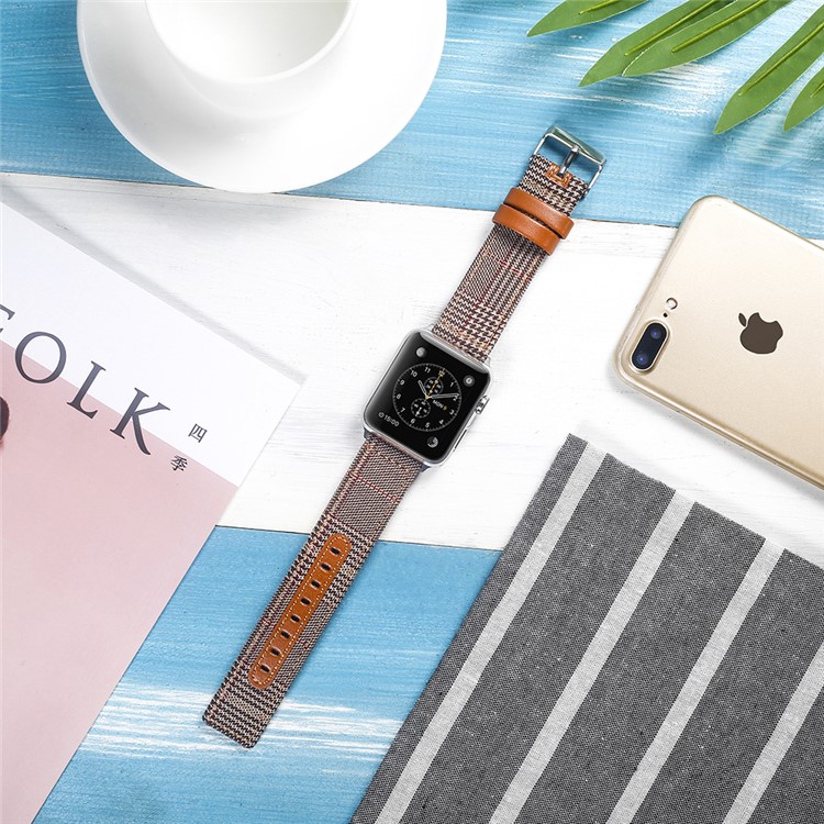 Genuine Leather and Cloth Smart Watch Wrist Strap for Apple Watch Series 4 44mm, Series 3 / 2 / 1 42mm - 010-4