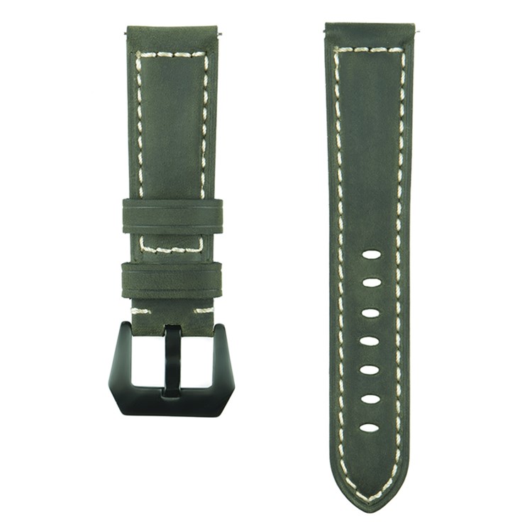 22mm Bracelet De Montre En Cuir De Vachette Universel Pour Samsung Gear S3 Classique / Frontière Etc. - Mat / Armée Verte-1