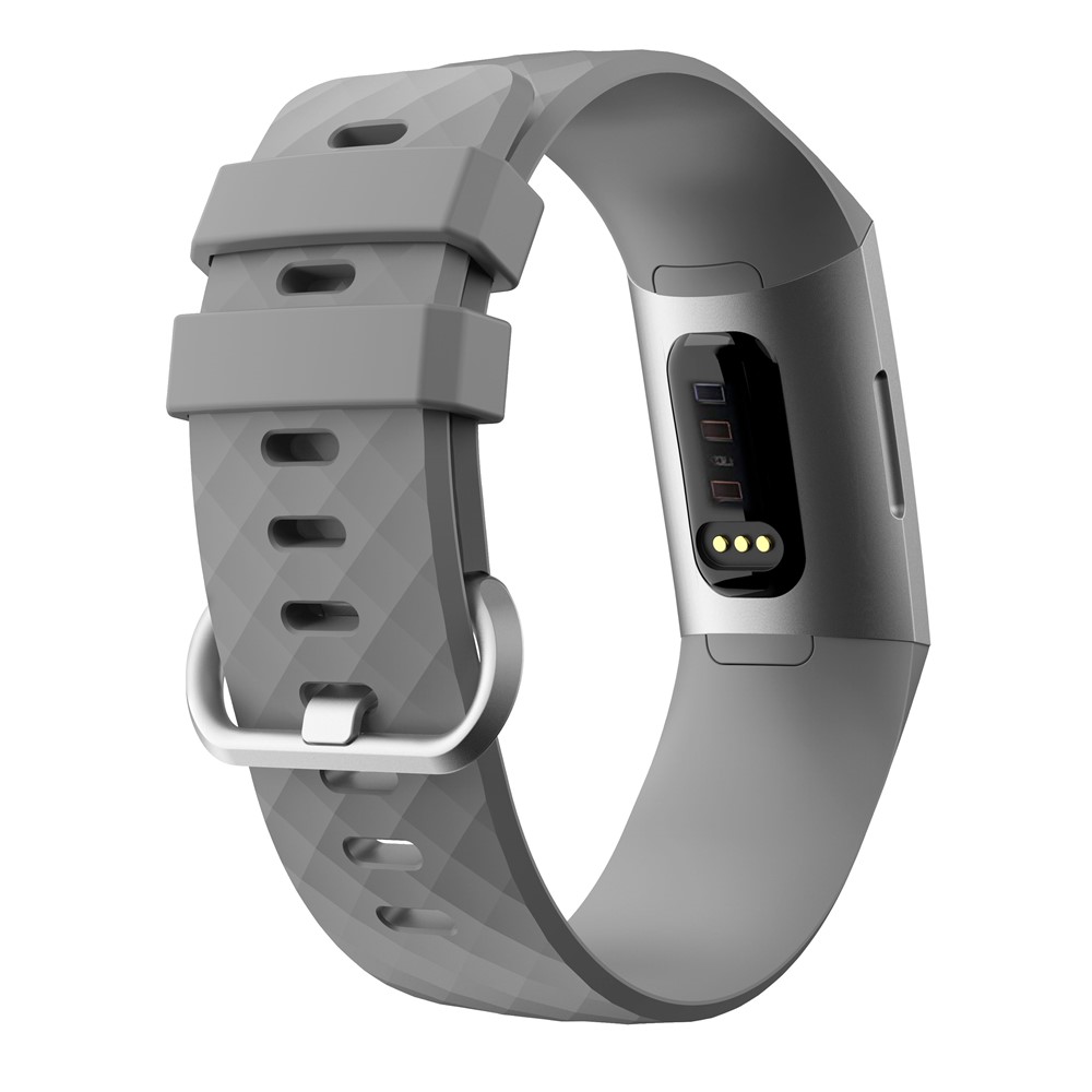 Flexible Silicone Smartwatch Band for Fitbit Charge 3 - Size: L / Grey-2