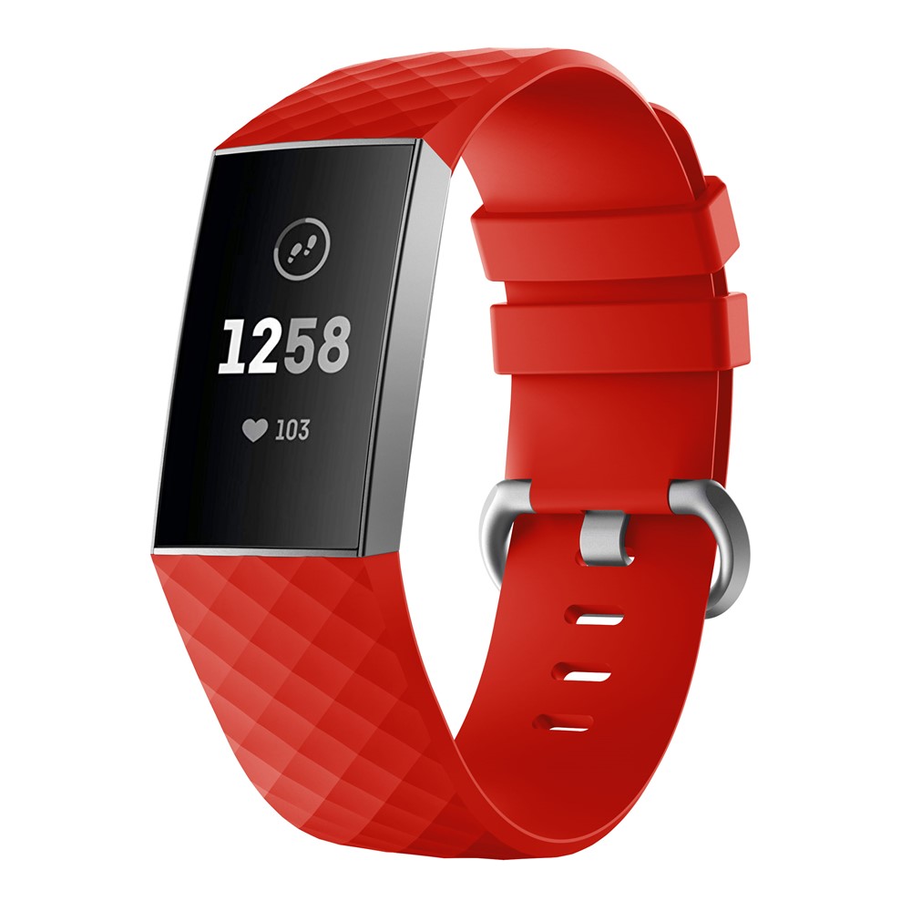 Flexible Soft Silicone Replacement Smartwatch Band for Fitbit Charge 3 - Size: L / Red-1