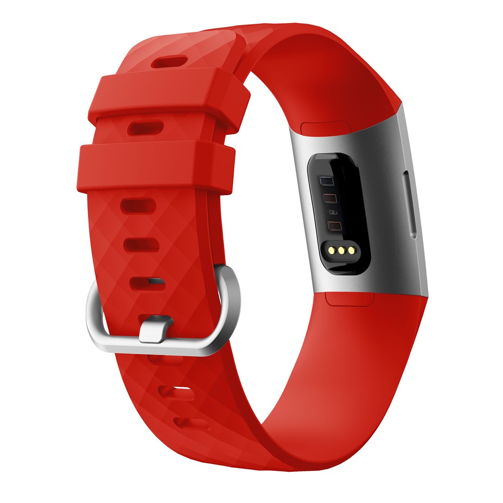 Flexible Soft Silicone Replacement Smartwatch Band for Fitbit Charge 3 - Size: L / Red-2