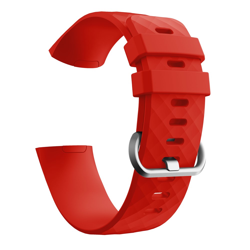 Flexible Soft Silicone Replacement Smartwatch Band for Fitbit Charge 3 - Size: L / Red-3