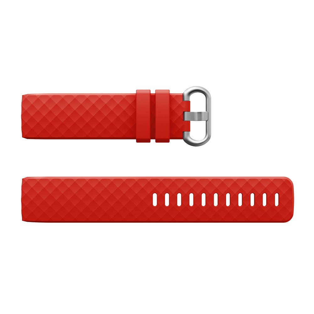 Flexible Soft Silicone Replacement Smartwatch Band for Fitbit Charge 3 - Size: L / Red-4