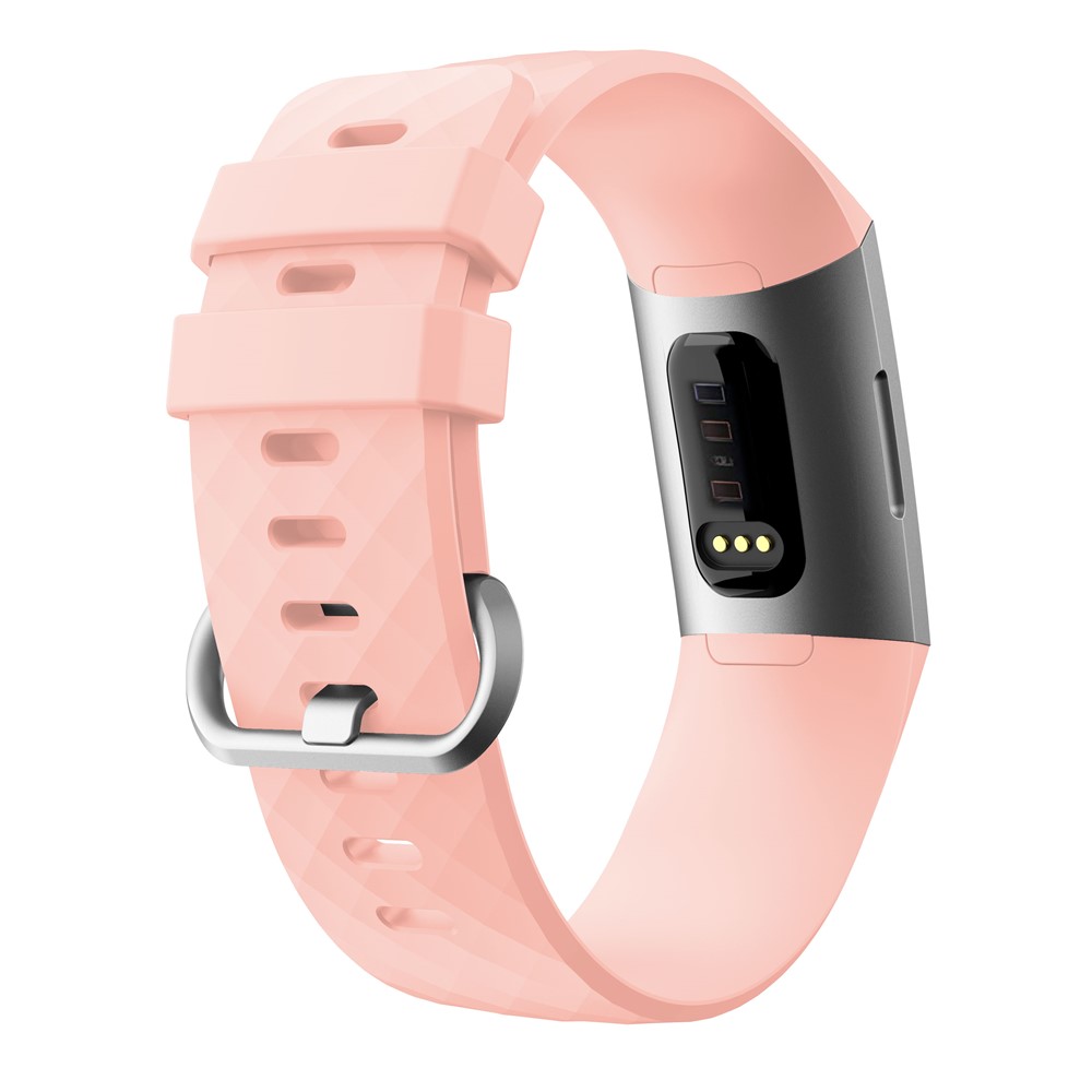 Soft Flexible Silicone Replacement Smartwatch Strap for Fitbit Charge 3 - Size: L / Pink-2