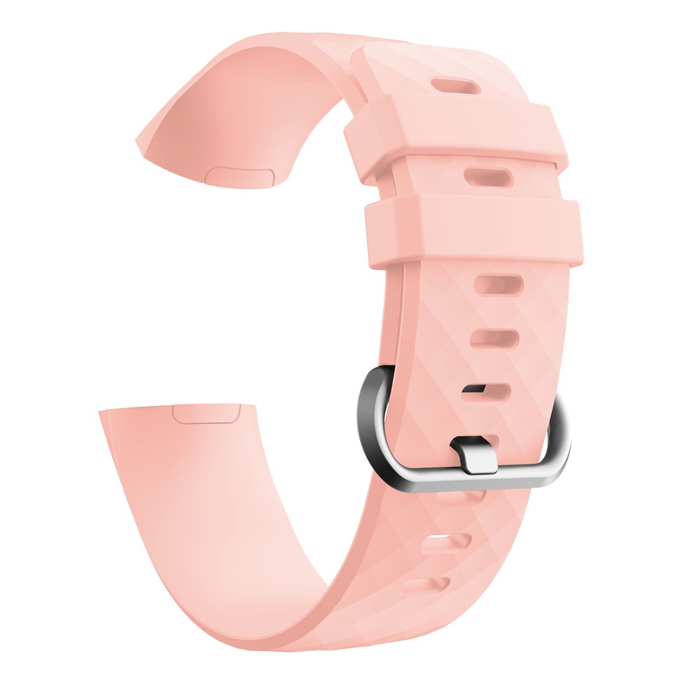 Soft Flexible Silicone Replacement Smartwatch Strap for Fitbit Charge 3 - Size: L / Pink-3