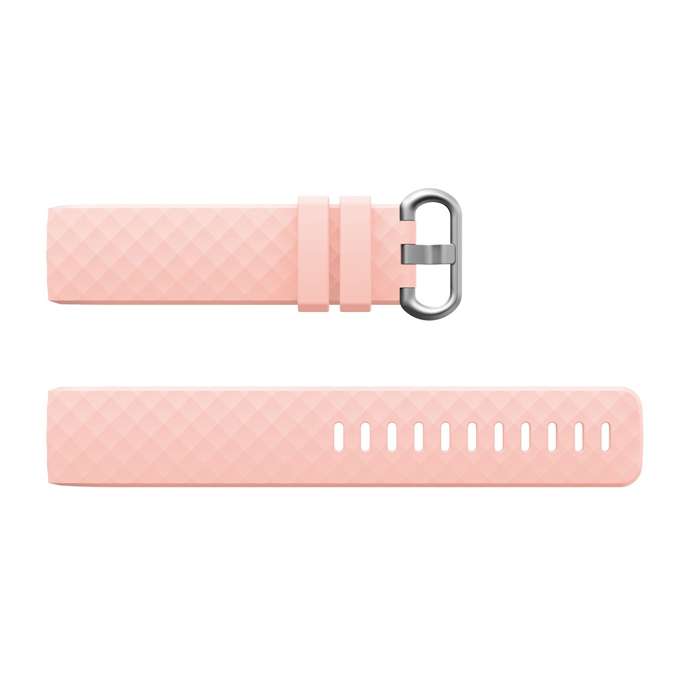 Soft Flexible Silicone Replacement Smartwatch Strap for Fitbit Charge 3 - Size: L / Pink-4