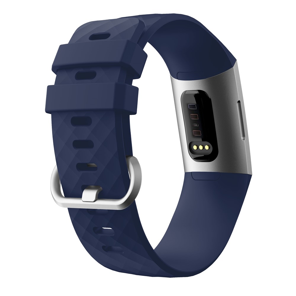 Flexible Silicone Smartwatch Strap Replacement for Fitbit Charge 3 - Size: L / Blue-2