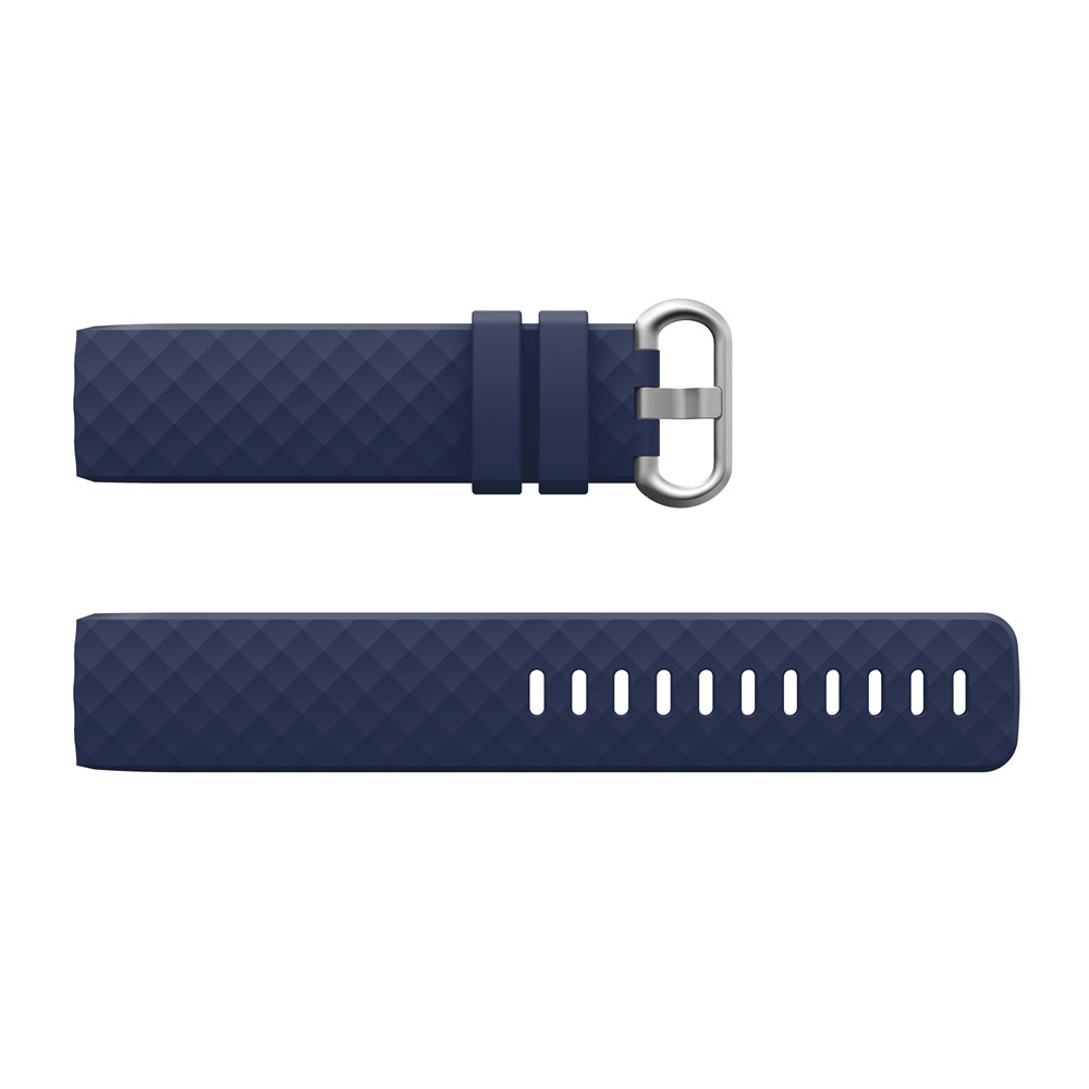 Flexible Silicone Smartwatch Strap Replacement for Fitbit Charge 3 - Size: L / Blue-4