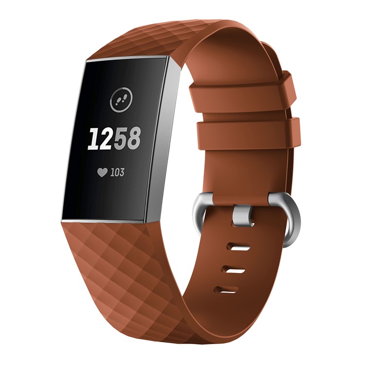 Flexible Silicone Smartwatch Strap for Fitbit Charge 3 - Size: L / Coffee-1