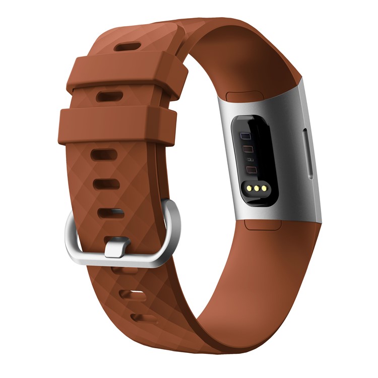 Flexible Silicone Smartwatch Strap for Fitbit Charge 3 - Size: L / Coffee-2