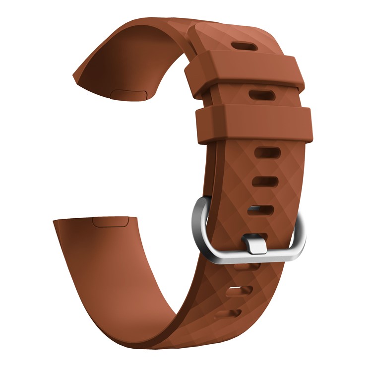 Flexible Silicone Smartwatch Strap for Fitbit Charge 3 - Size: L / Coffee-3