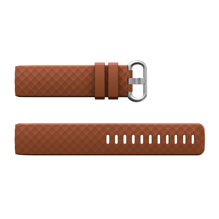 Flexible Silicone Smartwatch Strap for Fitbit Charge 3 - Size: L / Coffee-4