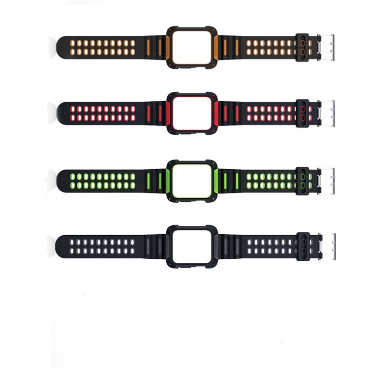 Dual Color TPU Smart Watch Band for Apple Watch Series 4 44mm, Series 3 / 2 / 1 42mm - Black / Orange-4