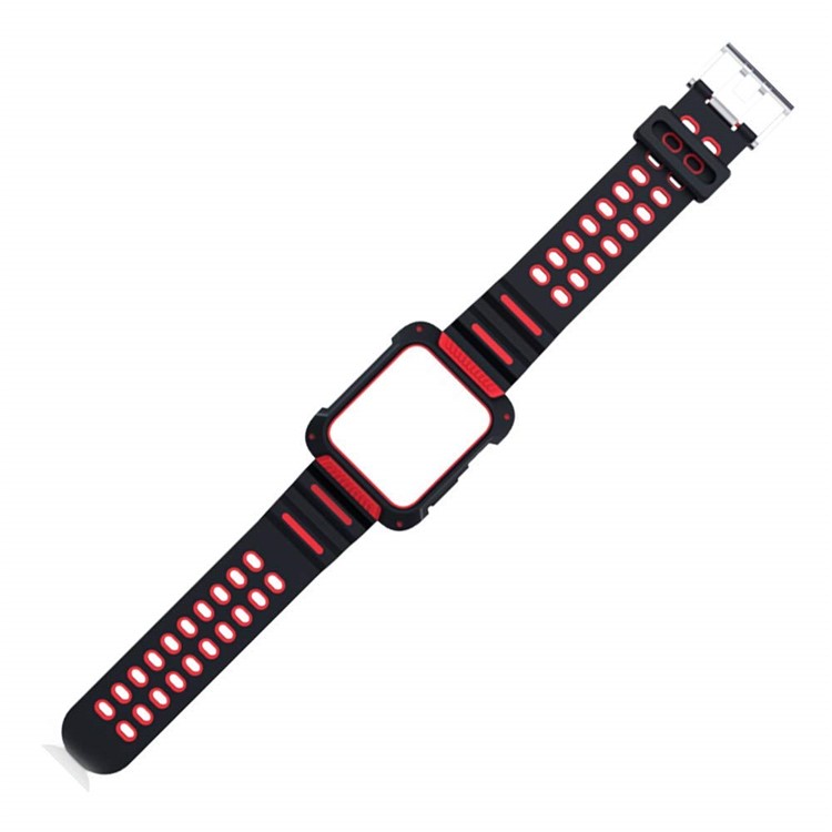 Dual Color TPU Smart Watch Wrist Band Strap for Apple Watch Series 4 44mm - Black / Red-3