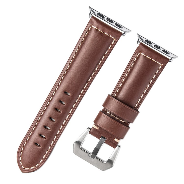 QIALINO Top Layer Cowhide Leather Watch Strap Band for Apple Watch Series 4 40mm / Series 3 / 2 / 1 38mm - Brown-2