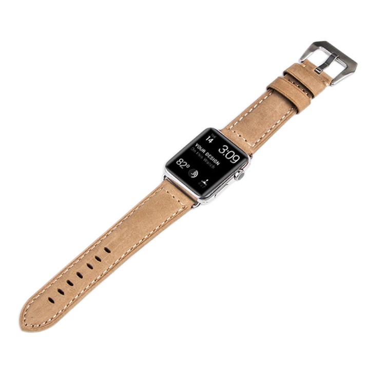 QIALINO Crazy Horse Texture Genuine Leather Band for Apple Watch Series 5 4 40mm / Series 3 / 2 / 1 38mm - Khaki-5