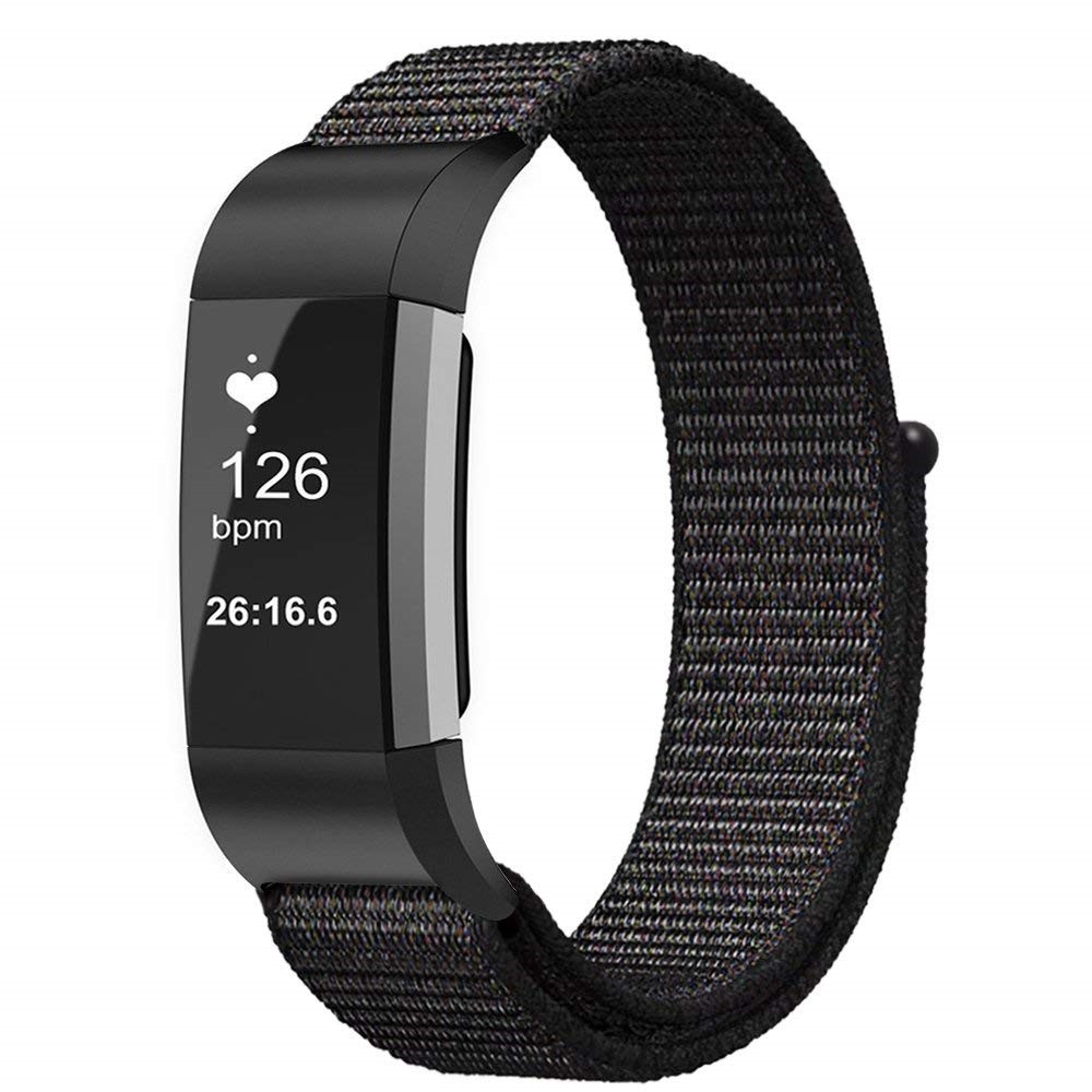 Erneuern Der Fitbit-Ladung Durch Nylon-Klettverschluss-Uhrenarmband 3 - Schwarz-2