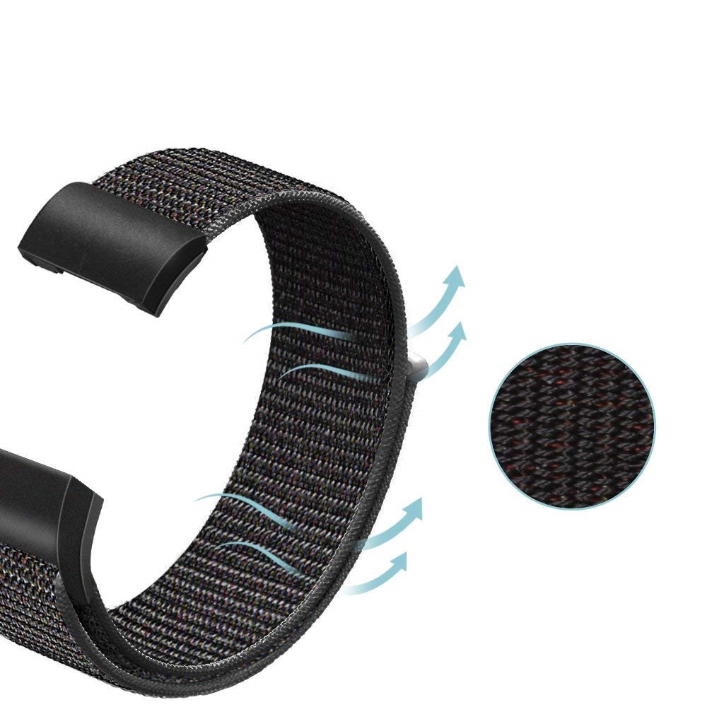 Erneuern Der Fitbit-Ladung Durch Nylon-Klettverschluss-Uhrenarmband 3 - Schwarz-3