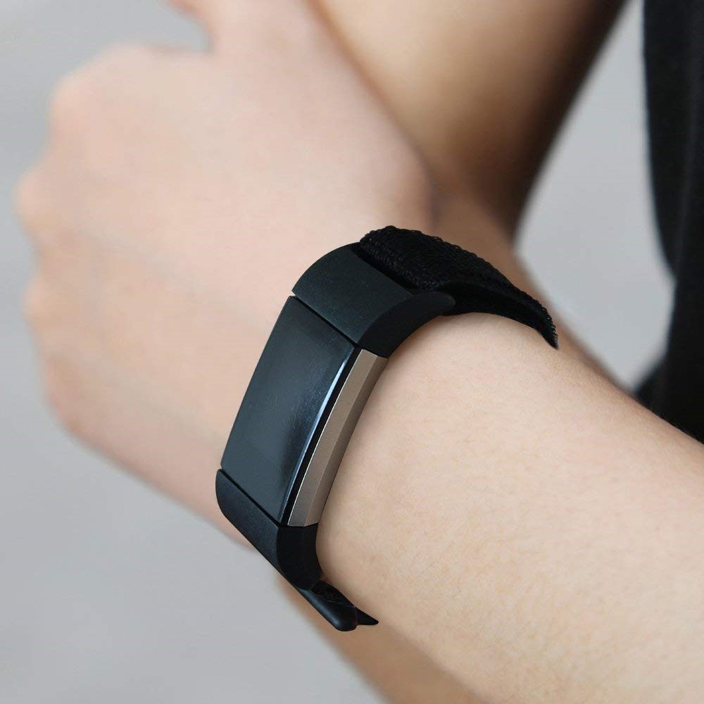 Erneuern Der Fitbit-Ladung Durch Nylon-Klettverschluss-Uhrenarmband 3 - Schwarz-5