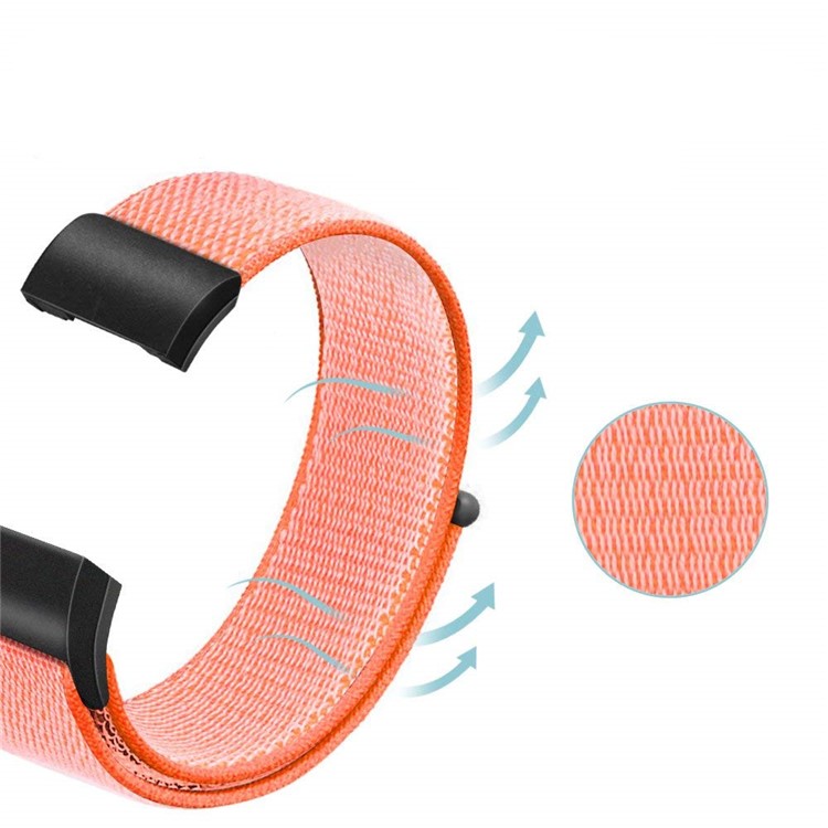 Nylon Velcro Closure Watch Bracelet for Fitbit Charge 3 - Orange-2
