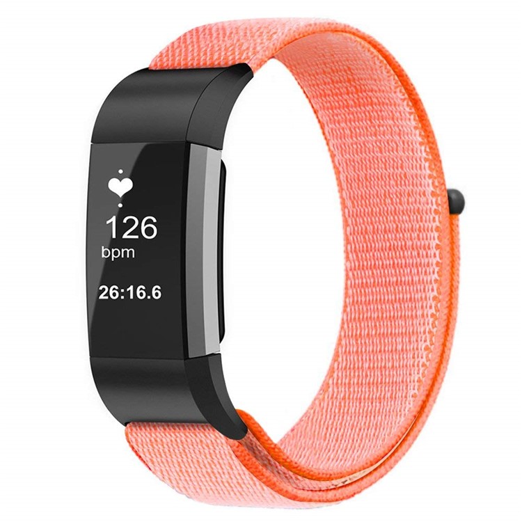 Nylon Velcro Closure Watch Bracelet for Fitbit Charge 3 - Orange-3
