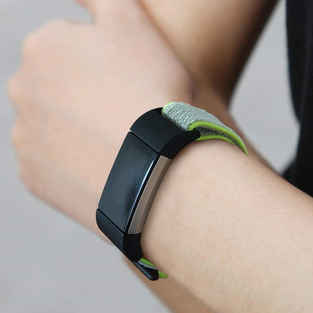 Nylon Velcro Closure Watch Band Strap for Fitbit Charge 3 - Green-4