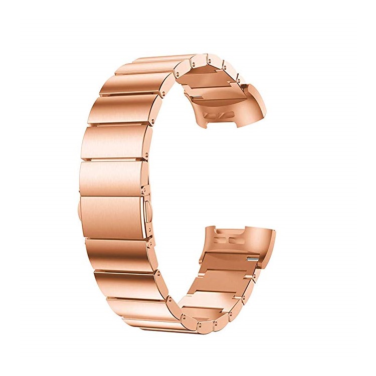 Luxury Metal Watch Strap with Folding Clasp for Fitbit Charge 3 - Rose Gold-3