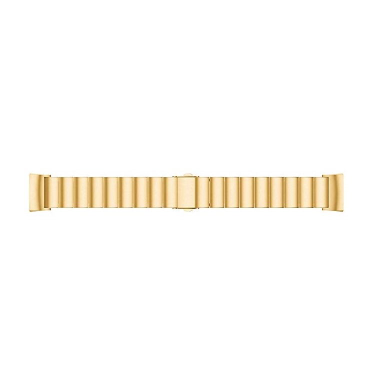 Classic Metal Watch Strap Replacement with Folding Clasp for Fitbit Charge 3 - Gold-5
