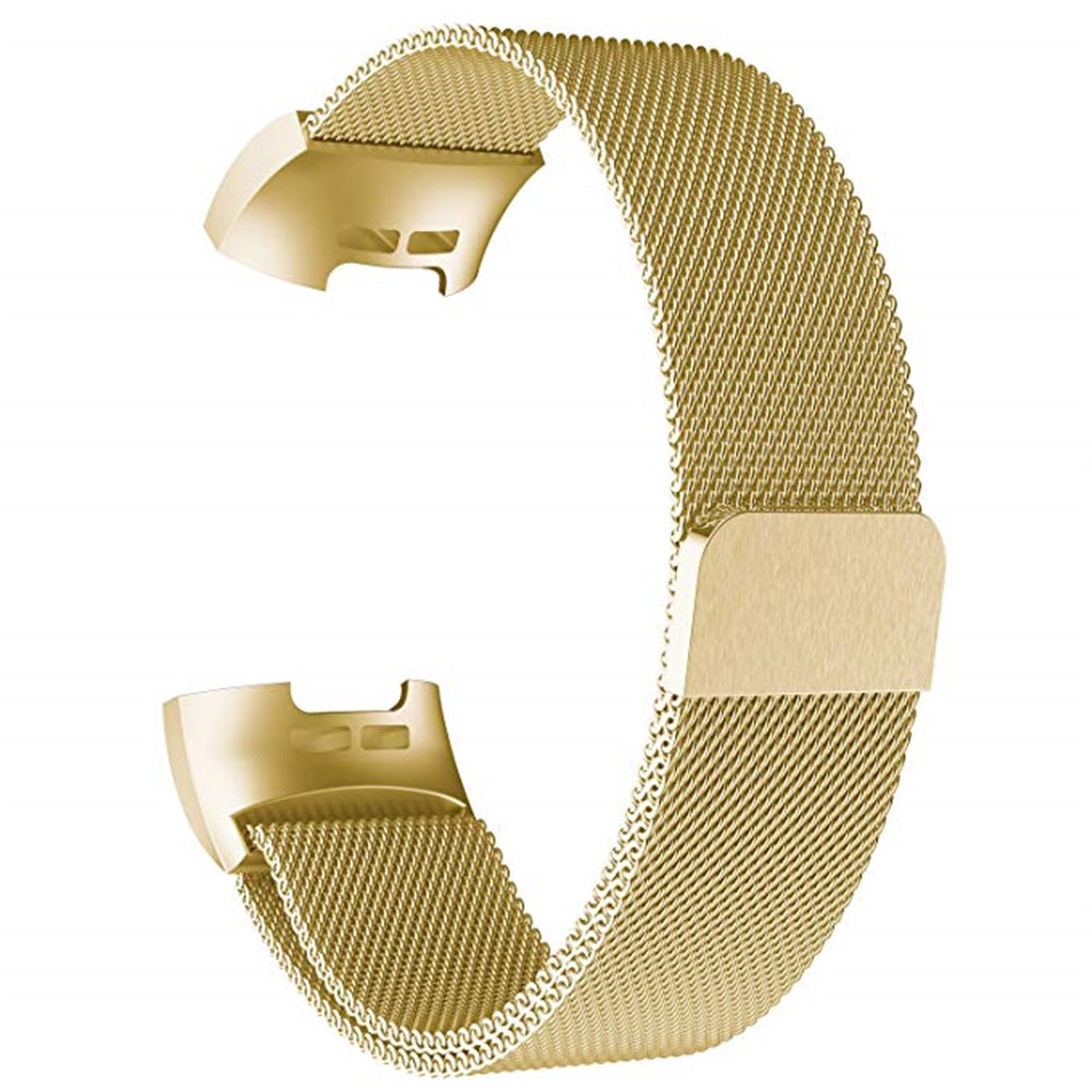 Stainless Steel Milanese Wristwatch Strap Replacement for Fitbit Charge 3 - Gold-1