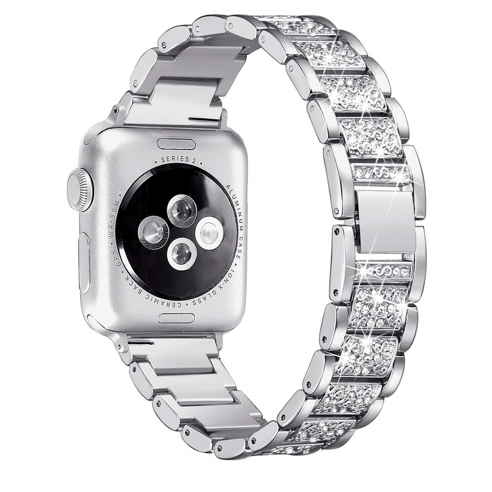 Edelstahlarmband Mit Diamantenverzierung Für Die Apple Watch-Serie 3/2/1 42mm - Silber--1
