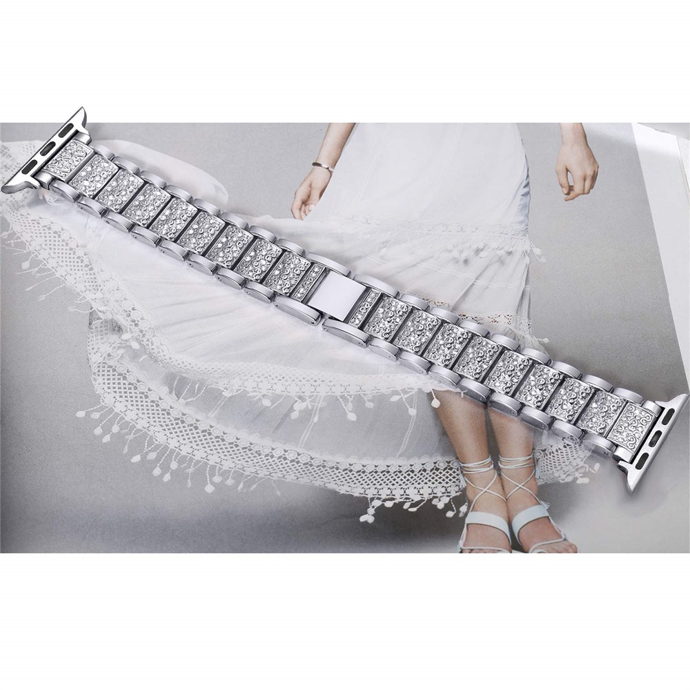 Edelstahlarmband Mit Diamantenverzierung Für Die Apple Watch-Serie 3/2/1 42mm - Silber--3
