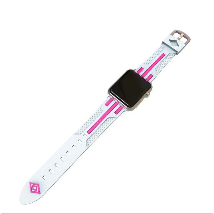 Contrast Color Stripe Flexible Silicone Watch Band for Apple Watch Series 4 44mm, Series 3 / 2 / 1 42mm - Grey Outer / Rose Inside-3