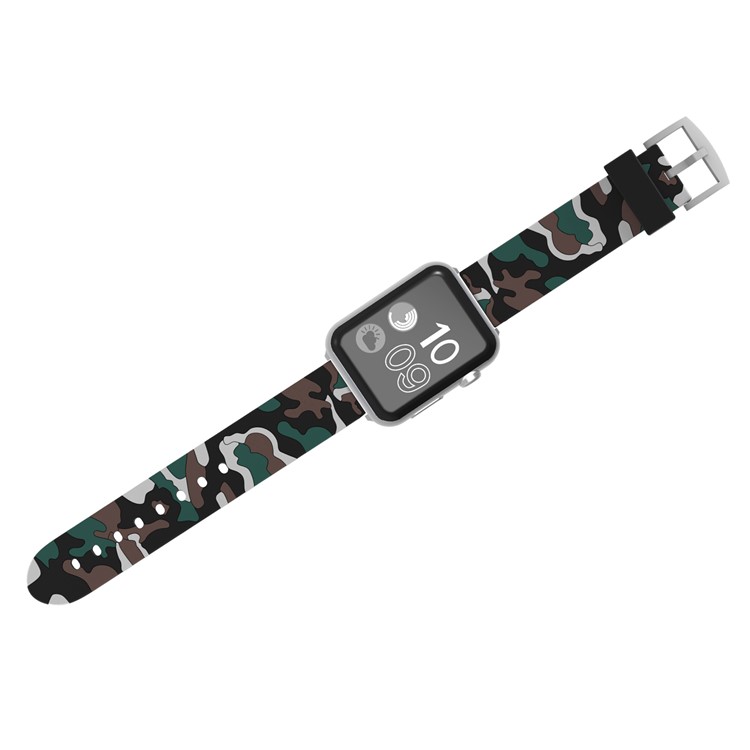 Substituição Macia Da Faixa De Pulso Do Relógio Do Silicone Do Teste Padrão Da Camuflagem Para A Série 4 4 do Relógio Da Maçã 44mm, Série 3 / 2 / 1 42 Mm - Cinzento-3