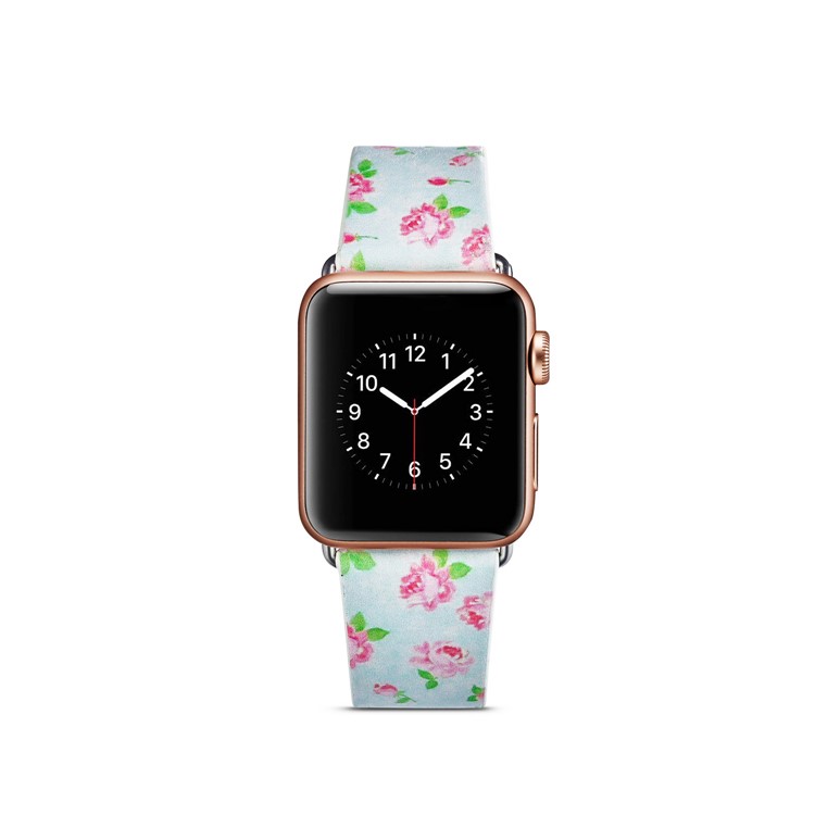 Flower Patterned Genuine Leather Wrist Watch Strap for Apple Watch Series 5 4 40mm / Series 3 2 1 38mm - Style G-6