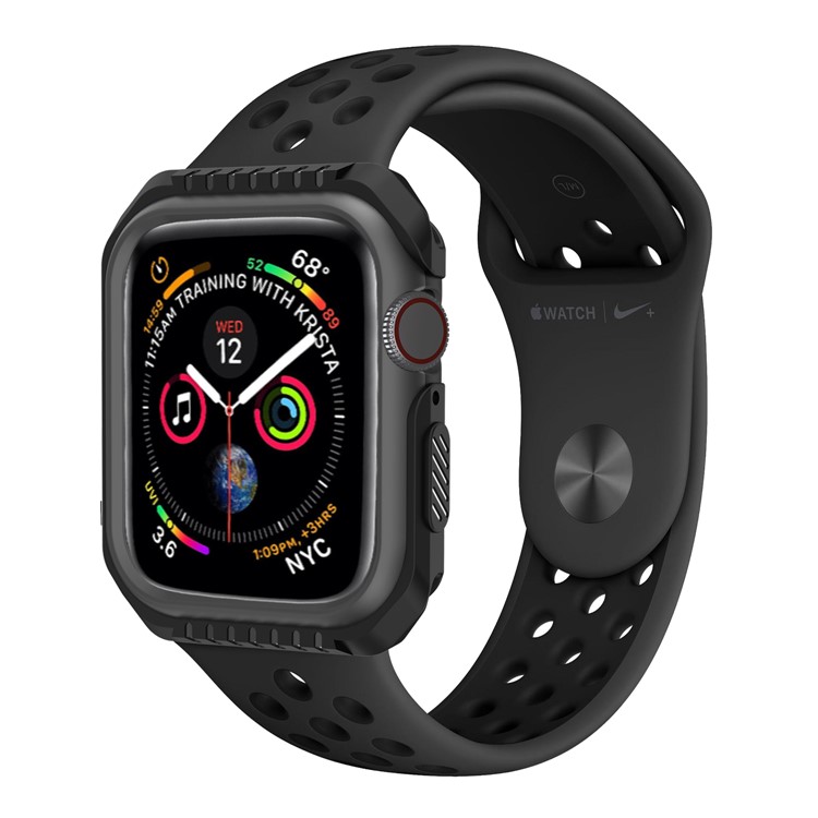 Soft Silicone Protective Bumper Cover for Apple Watch Series 4 40mm - All Black-4