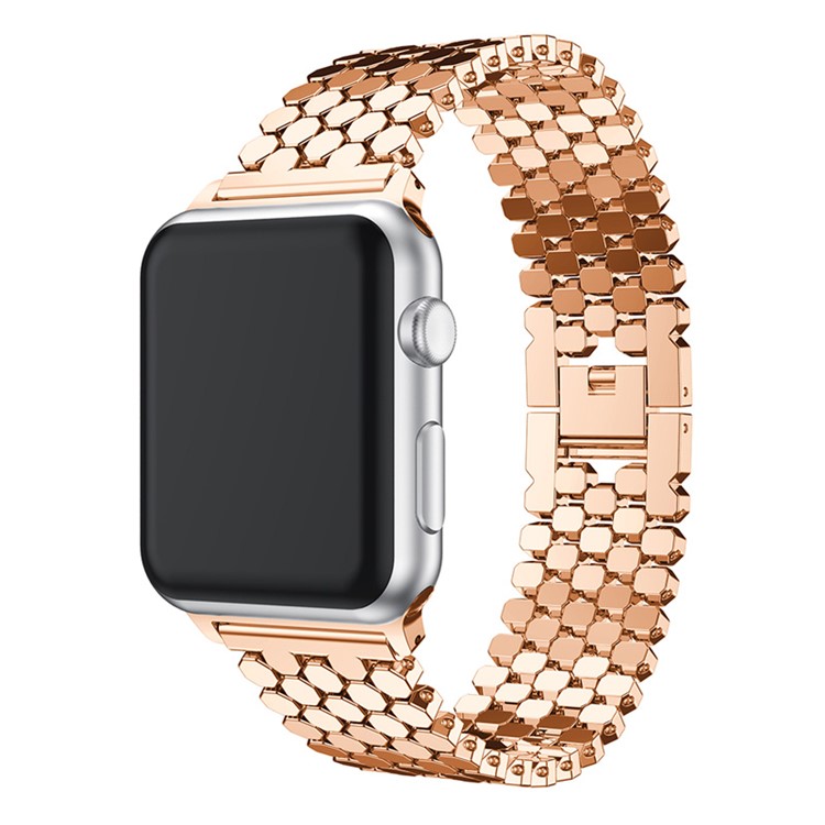 XINCUCO D-button Schnalle Edelstahl Fischschuppenform Uhrenarmband Für Apple Watch Serie 4 40mm / Serie 3 2 1 38mm - Rotgold-2