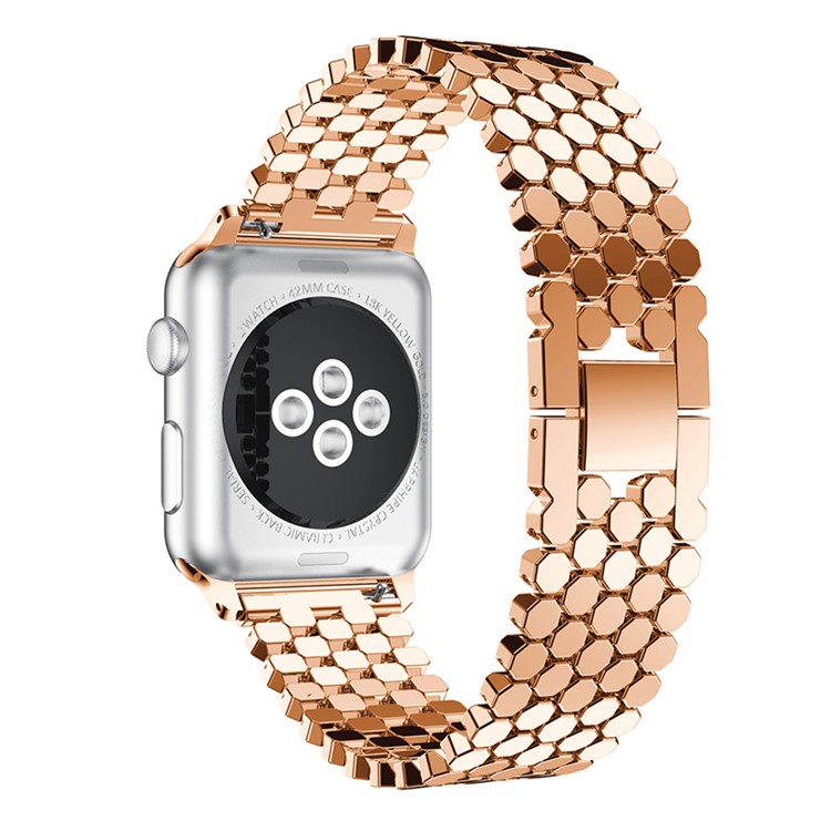 XINCUCO D-button Schnalle Edelstahl Fischschuppenform Uhrenarmband Für Apple Watch Serie 4 40mm / Serie 3 2 1 38mm - Rotgold-3