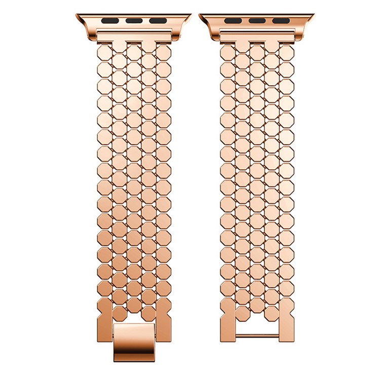XINCUCO D-button Schnalle Edelstahl Fischschuppenform Uhrenarmband Für Apple Watch Serie 4 40mm / Serie 3 2 1 38mm - Rotgold-4