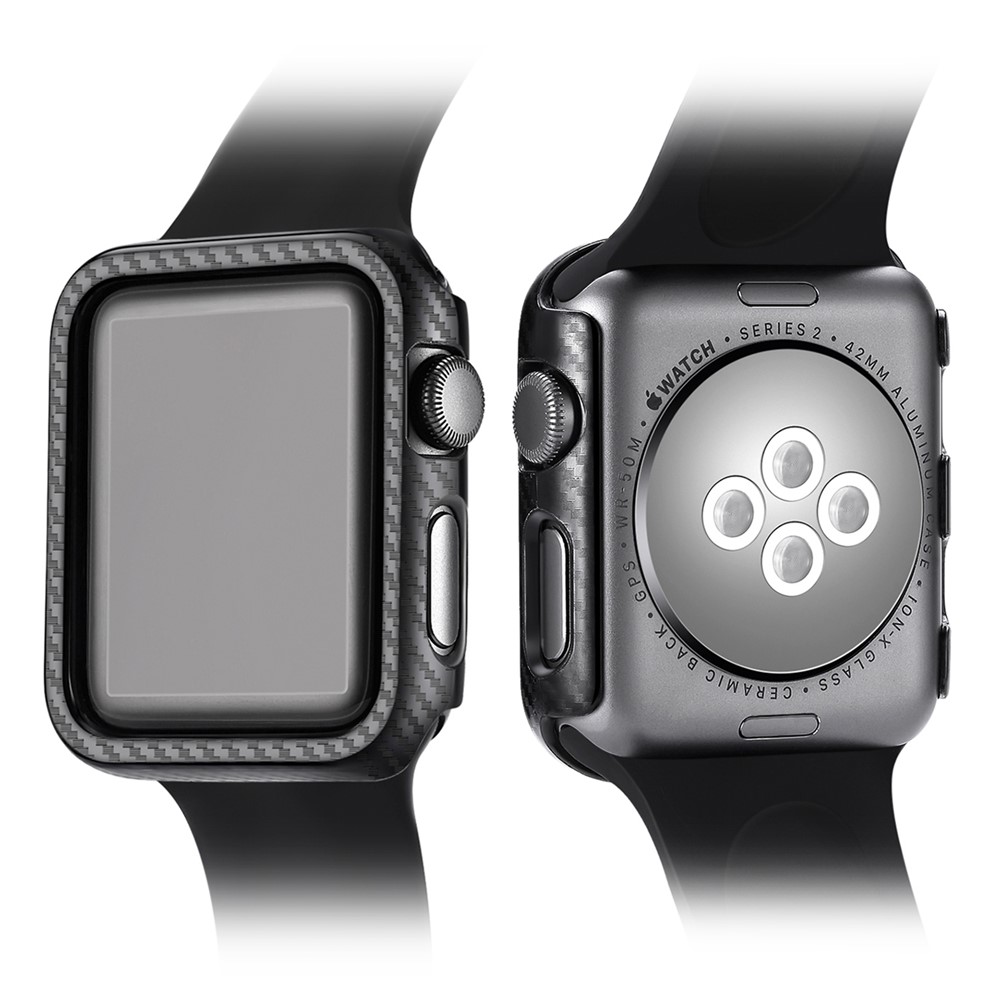 Para A Série De Apple Watch 4 44mm Fibra De Carbono Textura TPU Caixa Protetora