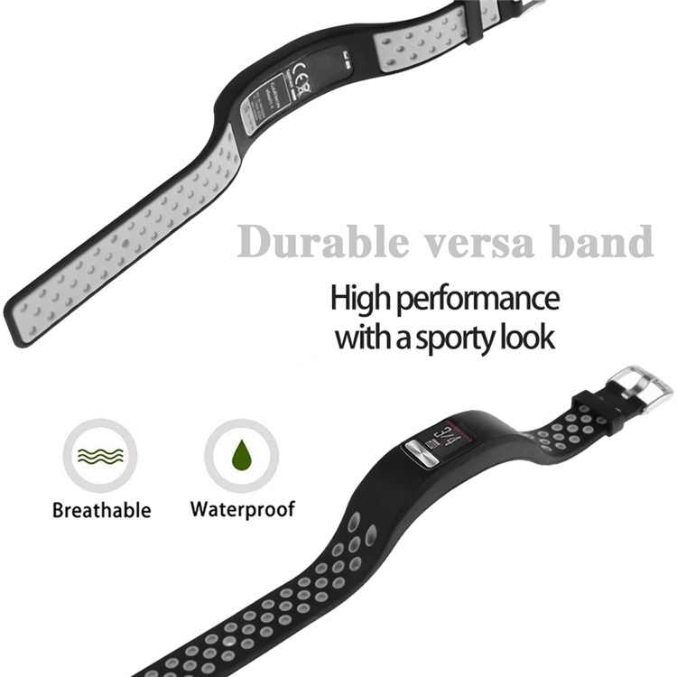 Atmungsaktive Löcher Silikonarmband Für Garmin Vivofit 4, Größe: L - Grau-2