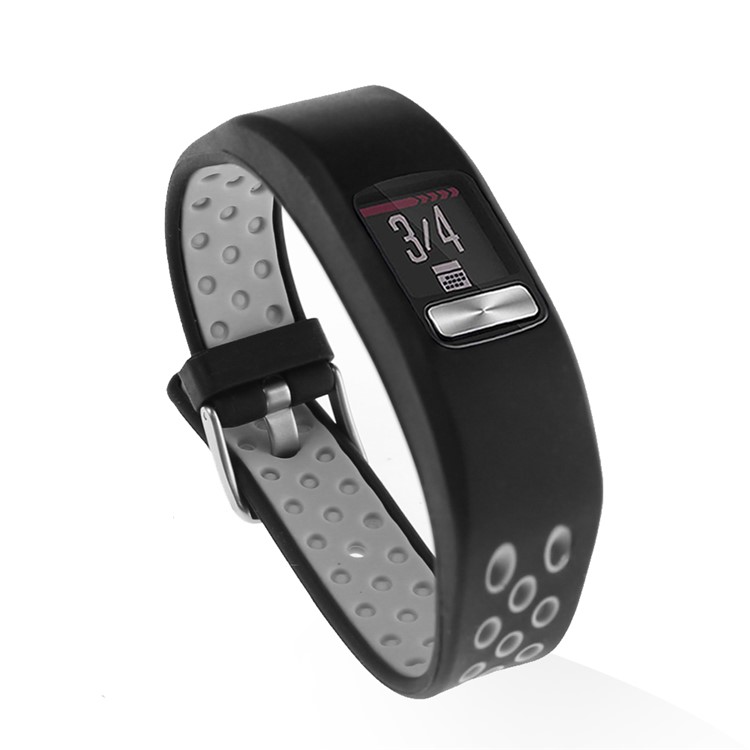 Atmungsaktive Löcher Silikonarmband Für Garmin Vivofit 4, Größe: L - Grau-3