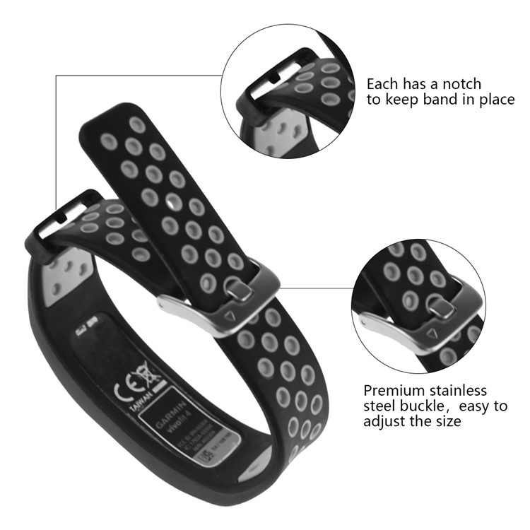Atmungsaktive Löcher Silikonarmband Für Garmin Vivofit 4, Größe: L - Grau-5