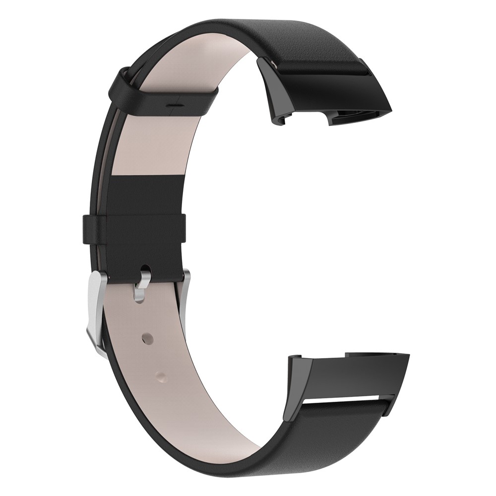 Für Fitbit Charge 3 Echtlederarmband Mit Edelstahlschnalle - Schwarz-2