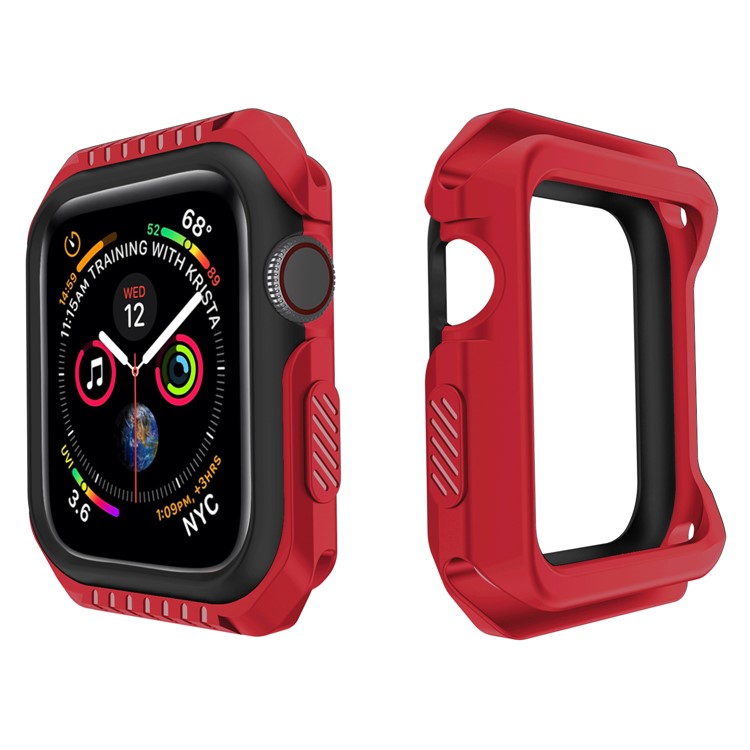

Contrast Color Soft Silicon Protective Bumper Case for Apple Watch Series 3 / 2 / 1 38mm - Red / Black, Apple Watch Series 3 38mm