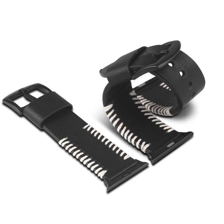 

DUX DUCIS Genuine Leather Watch Strap Replacement (Fashion Edition) for Apple Watch Series 4 40mm / Series 3 2 1 38mm - Black